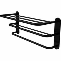 Allied Brass Hotel Collection 3-Tier Hotel Shelf W/Towel Rack 16 Allied Brass Hotel Collection 3-Tier Hotel Shelf W/Towel Rack -Allied Brass Shop ai htl3 bkm s3