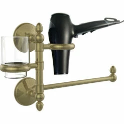 Allied Brass Monte Carlo Collection Combination Towel Bar, Tumbler Holder, And Hair Dryer Support -Allied Brass Shop ai mcgtbd1 abr s3
