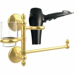 Allied Brass Monte Carlo Collection Combination Towel Bar, Tumbler Holder, And Hair Dryer Support -Allied Brass Shop ai mcgtbd1 pb s3