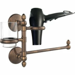 Allied Brass Monte Carlo Collection Combination Towel Bar, Tumbler Holder, And Hair Dryer Support -Allied Brass Shop ai mcgtbd1 vb s3