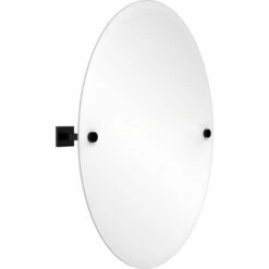 Montero Collection Contemporary Frameless Round Tilt Mirror With Beveled Edge By Allied Brass -Allied Brass Shop ai mt91 bkm s3