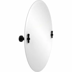 Retro Wave Collection Frameless Round Tilt Mirror With Beveled Edge By Allied Brass -Allied Brass Shop ai rw91 bkm s3