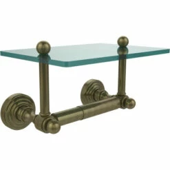 Waverly Place Collection Two Post Toilet Tissue Holder With Glass Shelf By Allied Brass -Allied Brass Shop ai wpglt24 abr s3