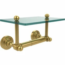 Waverly Place Collection Two Post Toilet Tissue Holder With Glass Shelf By Allied Brass -Allied Brass Shop ai wpglt24 pb s3