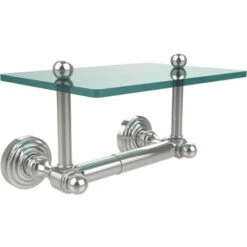 Waverly Place Collection Two Post Toilet Tissue Holder With Glass Shelf By Allied Brass -Allied Brass Shop ai wpglt24 pc s3