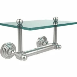 Waverly Place Collection Two Post Toilet Tissue Holder With Glass Shelf By Allied Brass -Allied Brass Shop ai wpglt24 sch s3