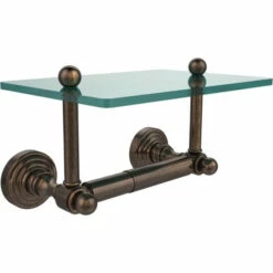 Waverly Place Collection Two Post Toilet Tissue Holder With Glass Shelf By Allied Brass -Allied Brass Shop ai wpglt24 vb s3