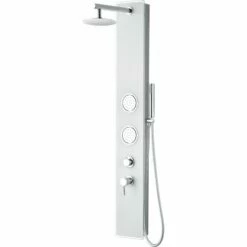 Alfi Brand Glass Shower Panel With 2 Body Sprays And Rain Shower Head In White Or Black -Allied Brass Shop alf absp50w 2 s3