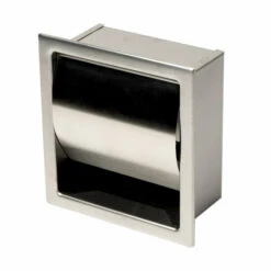 ALFI Brand Recessed Toilet Paper Holder With Cover In Brushed Or Polished Stainless Steel, 3'' W X 6-1/2'' D X 6-7/8'' H