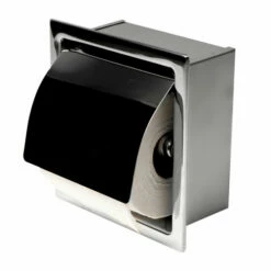 ALFI Brand Recessed Toilet Paper Holder With Cover In Brushed Or Polished Stainless Steel, 3'' W X 6-1/2'' D X 6-7/8'' H -Allied Brass Shop alf abtp77 pss 1 s3