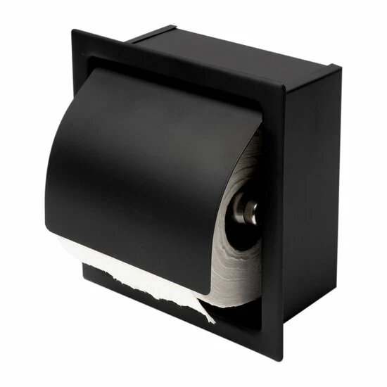 ALFI Brand Stainless Steel Recessed Toilet Paper Holder With Cover In Black Matte Or White, 6-1/2'' W X 3'' D X 6-7/8'' H 6 ALFI Brand Stainless Steel Recessed Toilet Paper Holder With Cover In Black Matte Or White, 6-1/2'' W X 3'' D X 6-7/8'' H - Image 6