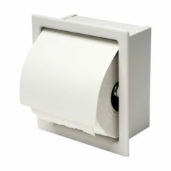 ALFI Brand Stainless Steel Recessed Toilet Paper Holder With Cover In Black Matte Or White, 6-1/2'' W X 3'' D X 6-7/8'' H