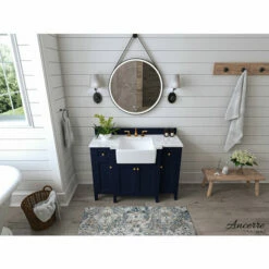 Ancerre Designs Adeline 48'' Bath Vanity In Multiple Finishes With Italian Carrara White Marble Vanity Top And White Undermount Farmhouse Basin And Gold Hardware, 48''W X 20-1/8''D X 34-5/8''H -Allied Brass Shop anc vts adeline 48 hb cw gd 4 s3