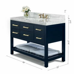 Ancerre Designs Elizabeth 48'' Wide Bath Vanity Available In Multiple Finishes With Vanity Top And White Undermount Basin -Allied Brass Shop anc vts elizabeth 48 hb cw gd info 3 s3