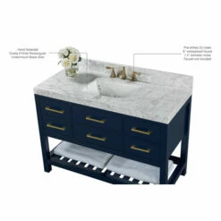 Ancerre Designs Elizabeth 48'' Wide Bath Vanity Available In Multiple Finishes With Vanity Top And White Undermount Basin -Allied Brass Shop anc vts elizabeth 48 hb cw gd info 4 s3