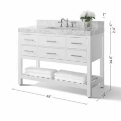 Ancerre Designs Elizabeth 48'' Wide Bath Vanity Available In Multiple Finishes With Vanity Top And White Undermount Basin -Allied Brass Shop anc vts elizabeth 48 w cw info 3 s3