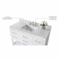 Ancerre Designs Elizabeth 48'' Wide Bath Vanity Available In Multiple Finishes With Vanity Top And White Undermount Basin -Allied Brass Shop anc vts elizabeth 48 w cw info 4 s3