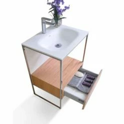 Ancerre Designs Tory 24'' Bath Vanity Set In Natural Walnut With White Matte Seamless Solid Surface Sink Top And Mirror -Allied Brass Shop anc vtsm tory 24 nw mw 2 s3