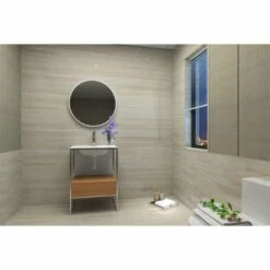 Ancerre Designs Tory 24'' Bath Vanity Set In Natural Walnut With White Matte Seamless Solid Surface Sink Top And Mirror -Allied Brass Shop anc vtsm tory 24 nw mw lifestyle1 s3