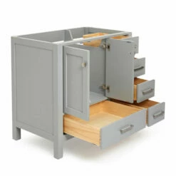 ARIEL Cambridge 36'' Left Or Right Offset Single Sink Base Vanity Cabinet In Multiple Finishes, 36''W X 21-1/2''D X 33-1/2''H -Allied Brass Shop ari a037s l bc gry noalternateimageview3 s3