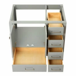 ARIEL Cambridge 36'' Left Or Right Offset Single Sink Base Vanity Cabinet In Multiple Finishes, 36''W X 21-1/2''D X 33-1/2''H -Allied Brass Shop ari a037s l bc gry noalternateimageview4 s3