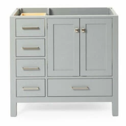 ARIEL Cambridge 36'' Left Or Right Offset Single Sink Base Vanity Cabinet In Multiple Finishes, 36''W X 21-1/2''D X 33-1/2''H -Allied Brass Shop ari a037s r bc gry noproductimage s3