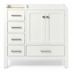 ARIEL Cambridge 36'' Left Or Right Offset Single Sink Base Vanity Cabinet In Multiple Finishes, 36''W X 21-1/2''D X 33-1/2''H -Allied Brass Shop ari a037s r bc wht noproductimage s3