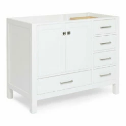 ARIEL Cambridge 42'' Left Or Right Offset Single Sink Vanity Cabinet In Multiple Finishes, 42''W X 21-1/2''D X 33-1/2''H -Allied Brass Shop ari a043s l bc wht noalternateimageview1 s3