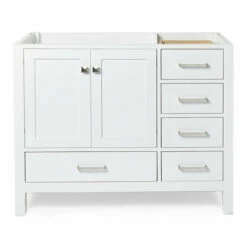 ARIEL Cambridge 42'' Left Or Right Offset Single Sink Vanity Cabinet In Multiple Finishes, 42''W X 21-1/2''D X 33-1/2''H -Allied Brass Shop ari a043s l bc wht noproductimage s3