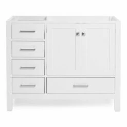 ARIEL Cambridge 42'' Left Or Right Offset Single Sink Vanity Cabinet In Multiple Finishes, 42''W X 21-1/2''D X 33-1/2''H -Allied Brass Shop ari a043s r bc wht productimage s3