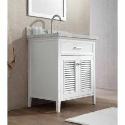 ARIEL Kensington 31'' Bathroom Vanity With Shutter Doors And A Faux Drawer -Allied Brass Shop ari ariel vanities with tops d031s vo wht 1f 1000 s3