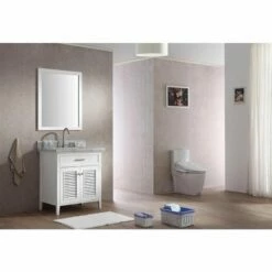 ARIEL Kensington 31'' Bathroom Vanity With Shutter Doors And A Faux Drawer -Allied Brass Shop ari ariel vanities with tops d031s vo wht 4f 1000 s3