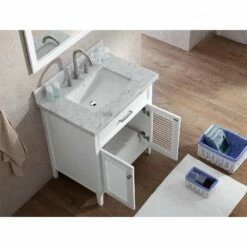 ARIEL Kensington 31'' Bathroom Vanity With Shutter Doors And A Faux Drawer -Allied Brass Shop ari ariel vanities with tops d031s vo wht 76 1000 s3