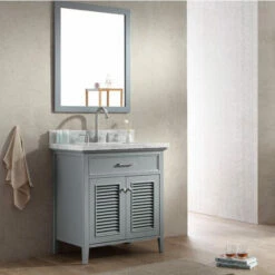 ARIEL Kensington 31'' Bathroom Vanity With Shutter Doors And A Faux Drawer -Allied Brass Shop ari d031s gry 1 s3