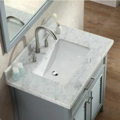 ARIEL Kensington 31'' Bathroom Vanity With Shutter Doors And A Faux Drawer -Allied Brass Shop ari d031s gry 3 s3