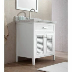 ARIEL Kensington 31'' Bathroom Vanity With Shutter Doors And A Faux Drawer -Allied Brass Shop ari d031s wht 2 s3