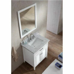 ARIEL Kensington 31'' Bathroom Vanity With Shutter Doors And A Faux Drawer -Allied Brass Shop ari d031s wht 3 s3