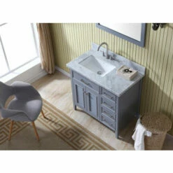 ARIEL Kensington 37"W Left Or Right Offset Single Sink Vanity Set W/ Carrara Marble Top In Grey Or White -Allied Brass Shop ari d037s l gry 3 s3