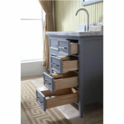 ARIEL Kensington 37"W Left Or Right Offset Single Sink Vanity Set W/ Carrara Marble Top In Grey Or White -Allied Brass Shop ari d037s l gry 5 s3