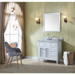 ARIEL Kensington 37"W Left Or Right Offset Single Sink Vanity Set W/ Carrara Marble Top In Grey Or White -Allied Brass Shop ari d037s l wht 2 s3