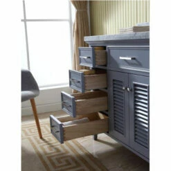 ARIEL Kensington 37"W Left Or Right Offset Single Sink Vanity Set W/ Carrara Marble Top In Grey Or White -Allied Brass Shop ari d037s r gry 5 s3