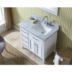 ARIEL Kensington 37"W Left Or Right Offset Single Sink Vanity Set W/ Carrara Marble Top In Grey Or White -Allied Brass Shop ari d037s r wht 3 s3