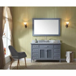 ARIEL Kensington 55"W Single Sink Carrara Marble Top Vanity In White Or Grey -Allied Brass Shop ari d055s gry 1 s3