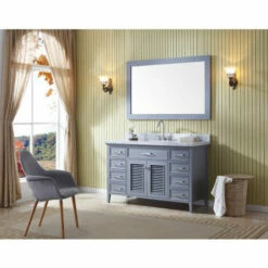 ARIEL Kensington 55"W Single Sink Carrara Marble Top Vanity In White Or Grey -Allied Brass Shop ari d055s gry 2 s3