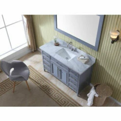 ARIEL Kensington 55"W Single Sink Carrara Marble Top Vanity In White Or Grey -Allied Brass Shop ari d055s gry 3 s3