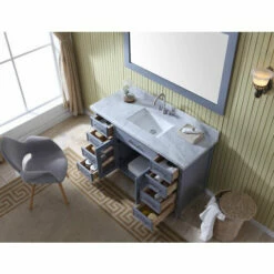 ARIEL Kensington 55"W Single Sink Carrara Marble Top Vanity In White Or Grey -Allied Brass Shop ari d055s gry 4 s3