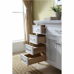 ARIEL Kensington 55"W Single Sink Carrara Marble Top Vanity In White Or Grey -Allied Brass Shop ari d055s wht 6 s3