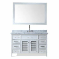 ARIEL Kensington 55"W Single Sink Carrara Marble Top Vanity In White Or Grey -Allied Brass Shop ari d055s wht wht s3