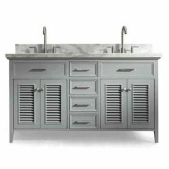 ARIEL Kensington 55"W Single Sink Carrara Marble Top Vanity In White Or Grey -Allied Brass Shop ari d061d vo gry s3