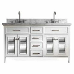 ARIEL Kensington 55"W Single Sink Carrara Marble Top Vanity In White Or Grey -Allied Brass Shop ari d061d vo wht s3